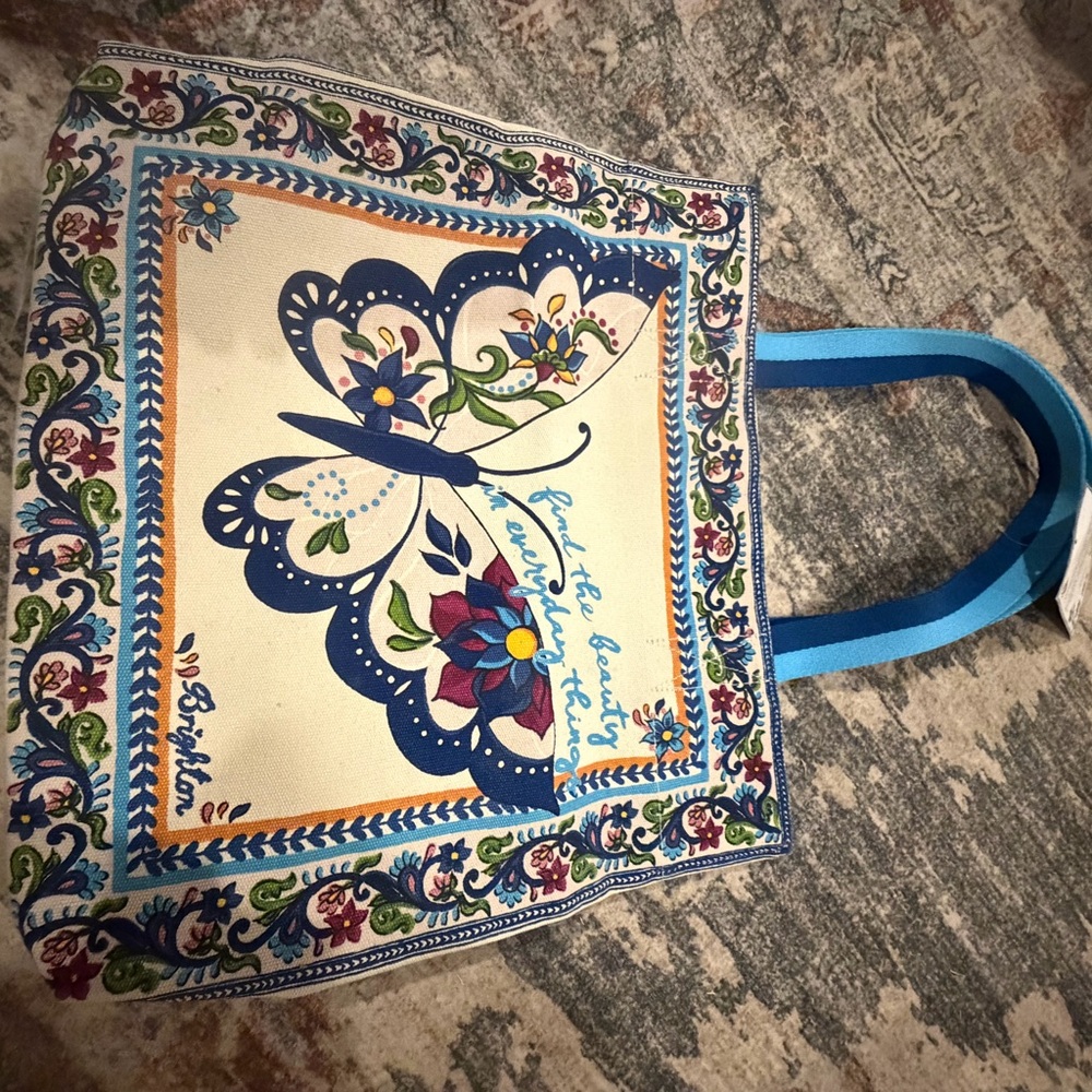 Brighton Butterfly Garden Tote - Blue and Cream - Picture 3 of 6